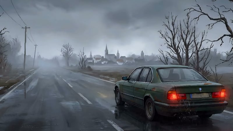 BMW E34 Rainy Drive Live Wallpaper