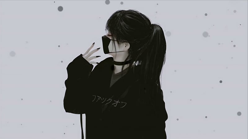 Masked Anime Girl - Dark Streetwear Aesthetic 4K Live Wallpaper