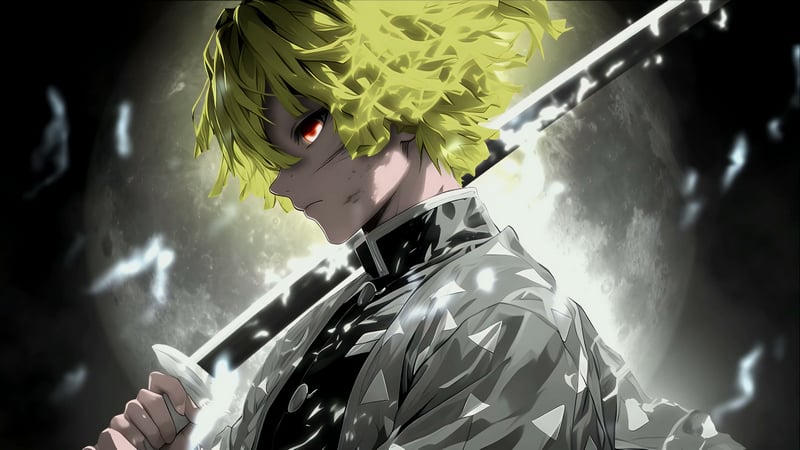 Zenitsu’s Blade Drawn in Demon Slayer Live Wallpaper
