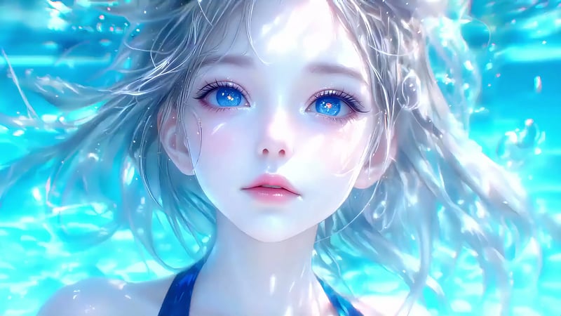 Dreamy Water Portrait - Blue Eyes Live Wallpaper
