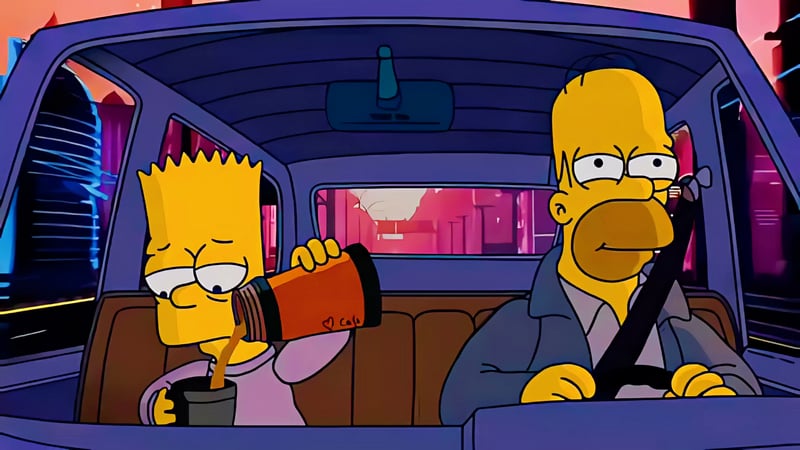 Bart & Homer Chill Drive 4K Live Wallpaper
