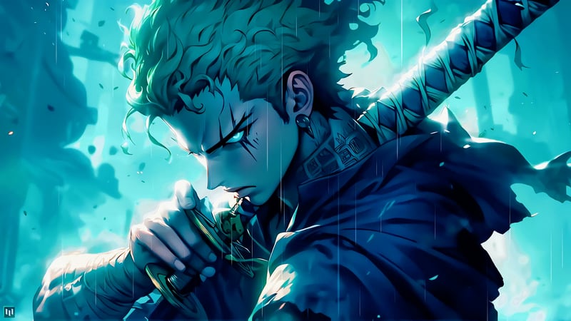 Roronoa Zoro on Rain Live Wallpaper