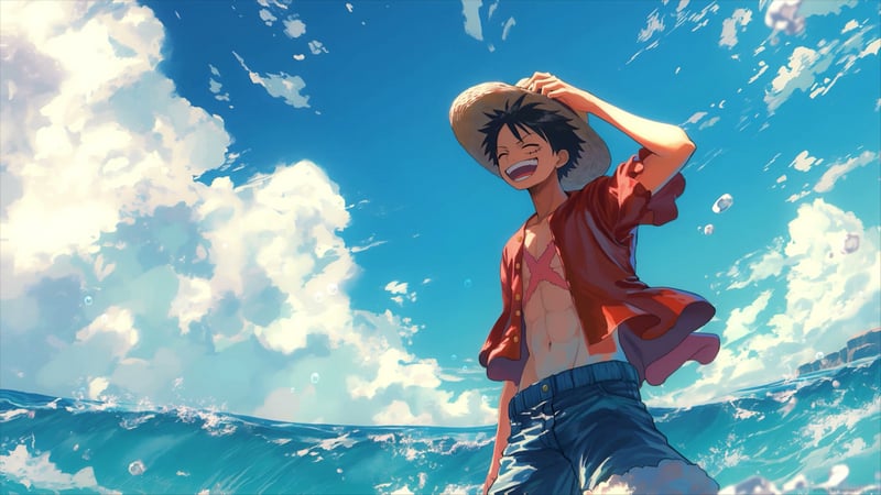One Piece - Luffy Enjoying Beach Live Wallpaper