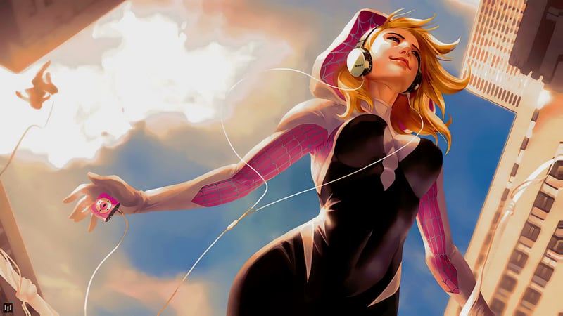 Spider-Gwen With Headphones Live Wallpaper