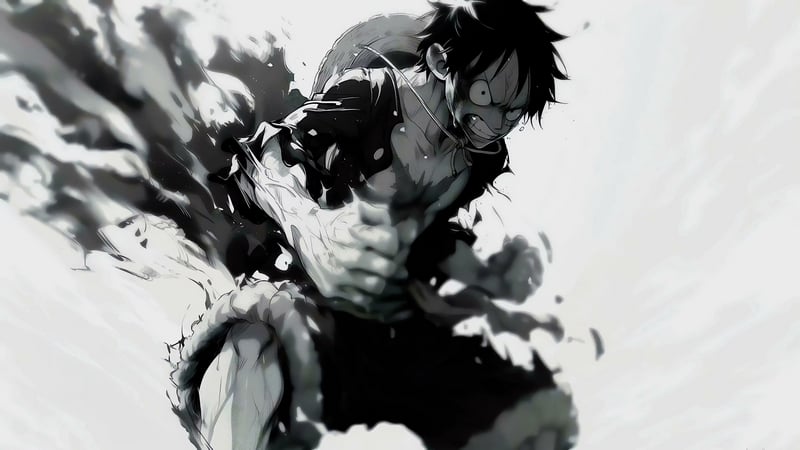 Monochrome Fury: Luffys Rage Live Wallpaper