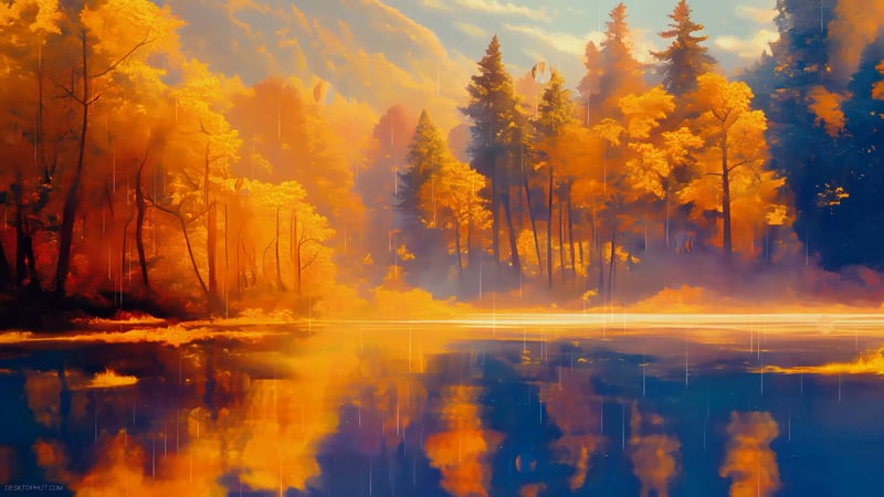 Aesthetic Orange Autumn Forest Live Wallpaper