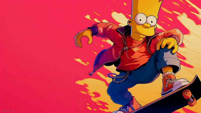 Bart Simpson Skateboard Hype Art Live Wallpaper