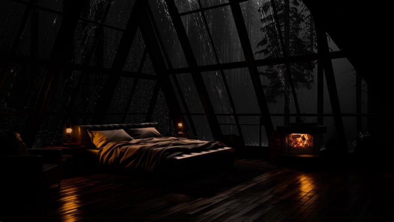 Night Rainy Room 4K 60fps Live Wallpaper