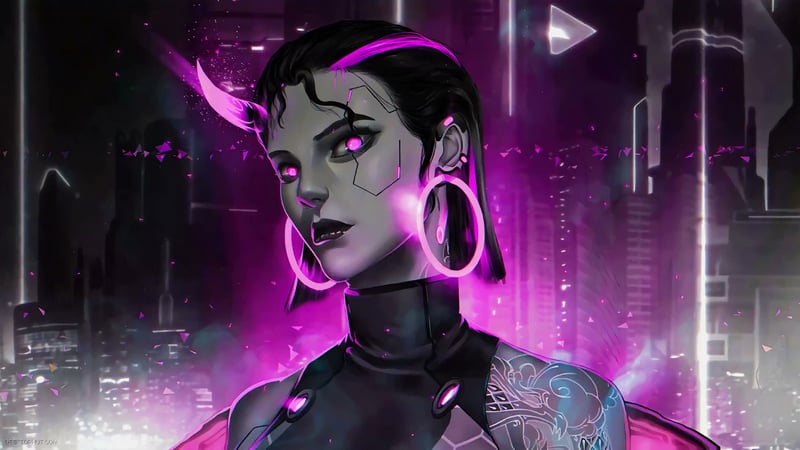Neon Horn Girl Live Wallpaper