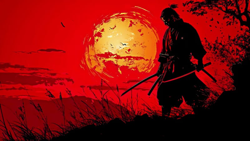 Samurai of the Crimson Dusk – The Lone Warrior Live Wallpaper