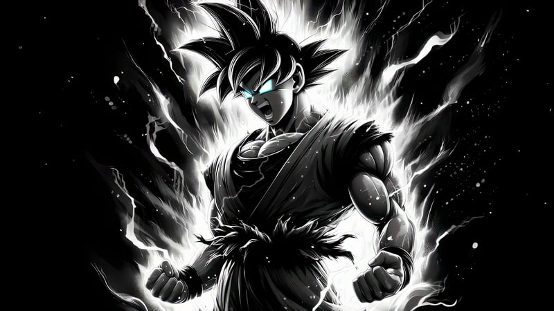 Monochrome Goku Rage Live Wallpaper