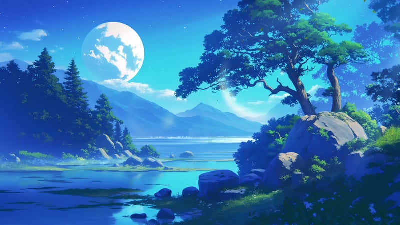 Moonlight Lake Serene Landscape Live Wallpaper