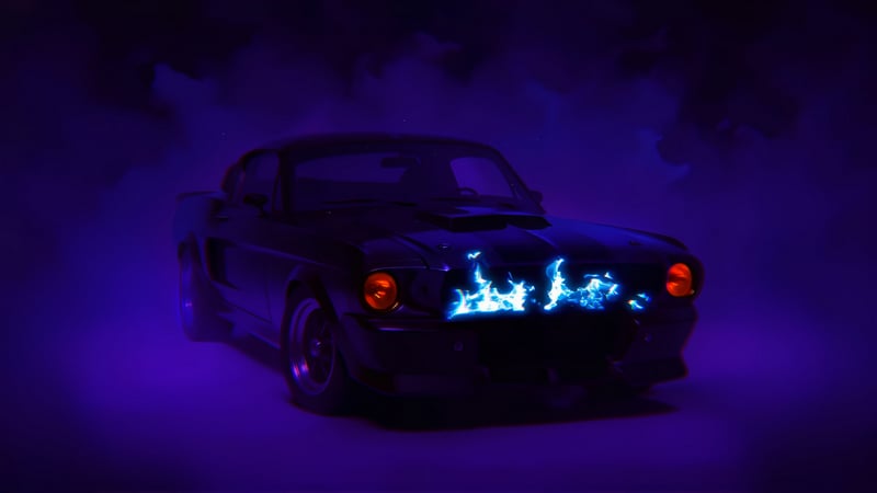 Blue Flame Mustang Live Wallpaper