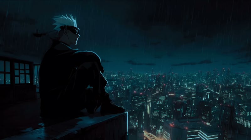 Jujutsu Kaisen - Gojo Satoru Rainy City Night Live Wallpaper
