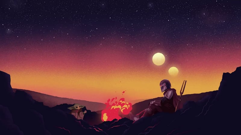 The Mandalorian And Grogu Campfire Live Wallpaper