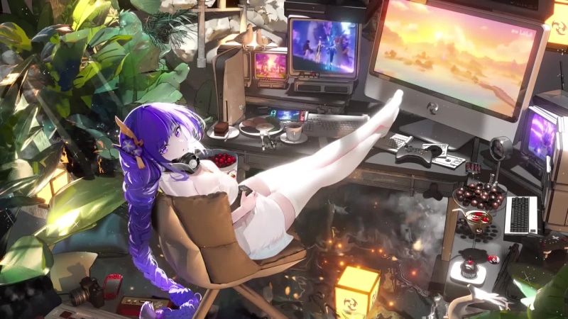 Gaming Room Of Raiden Shogun Live Wallpaper