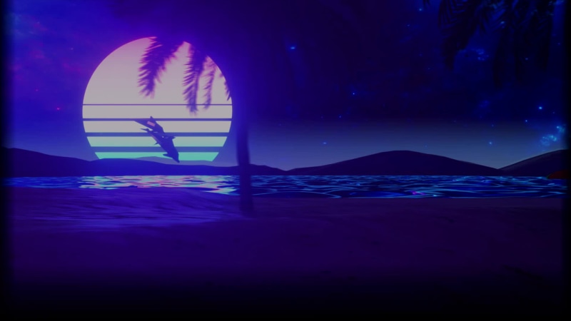 Retrowave - Space Beach Live Wallpaper