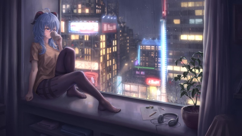 Genshin Impact - Casual Ganyu In The Night Live Wallpaper