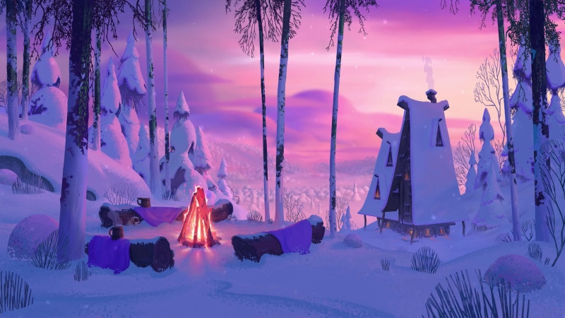 Cozy Winter And Snowy Campfire Live Wallpaper