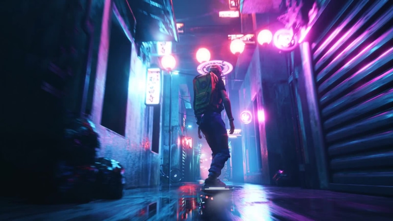 Girl Skating On Alley At Night Live Wallpaper