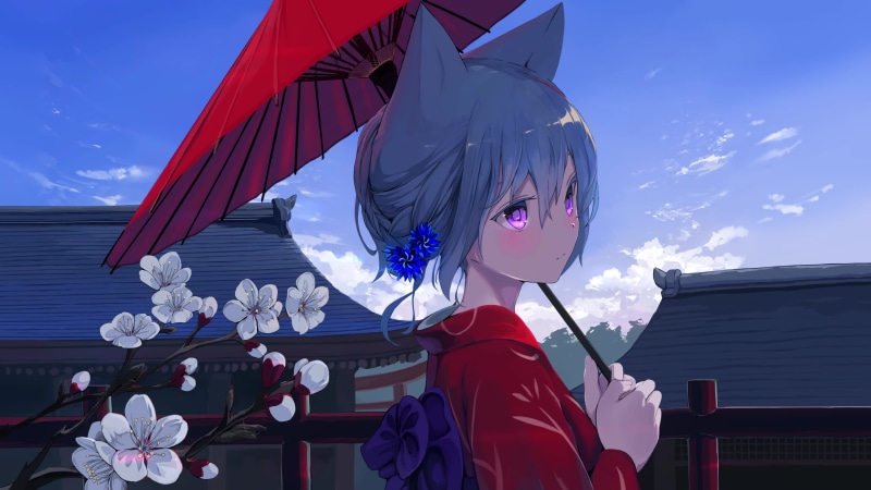 Anime Girl In Kimono Live Wallpaper