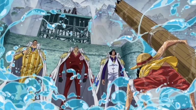 One Piece-Luffy Vs. 3 Admirals Marineford Live Wallpaper