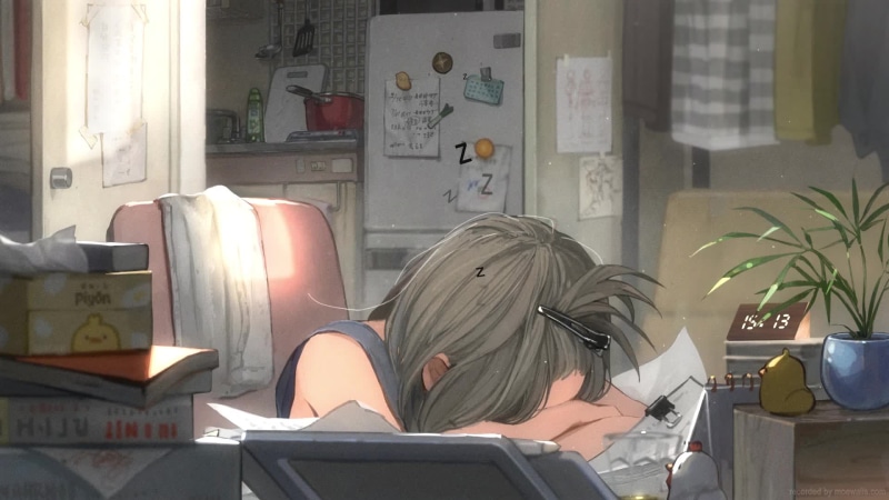 Anime Girl Taking A Nap Live Wallpaper