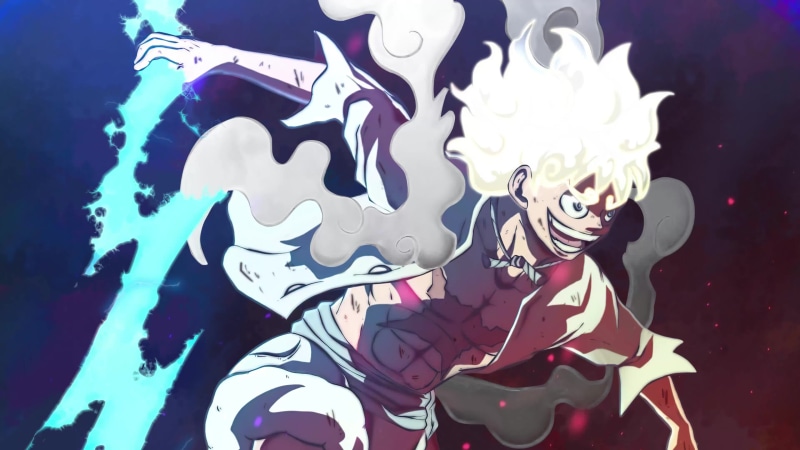 Luffy Gear 5 With Holding Cybust Lighting Live Wallpaper