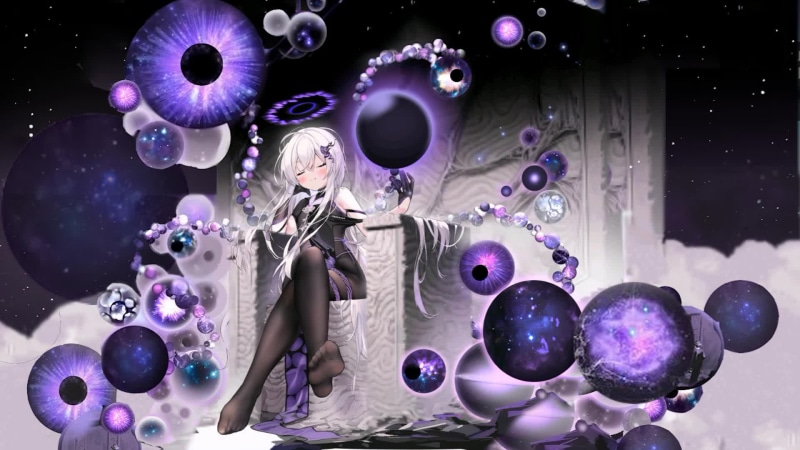 Anime Girl With Purple Bubbles Live Wallpaper