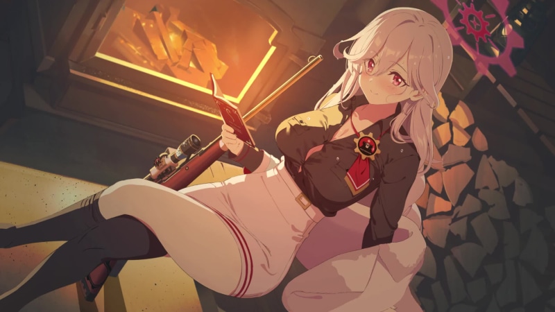 Blue Archive - Sashiro Tomoe By Fireplace Live Wallpaper