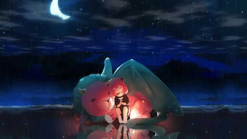 Spy X Family-Anya Forger In A Rainy Night Live Wallpaper