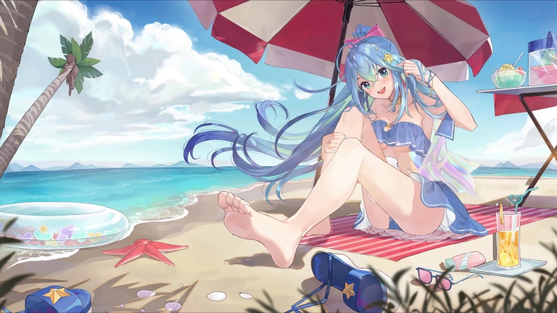 Anime Summer Girl By The Sea Live Wallpaper