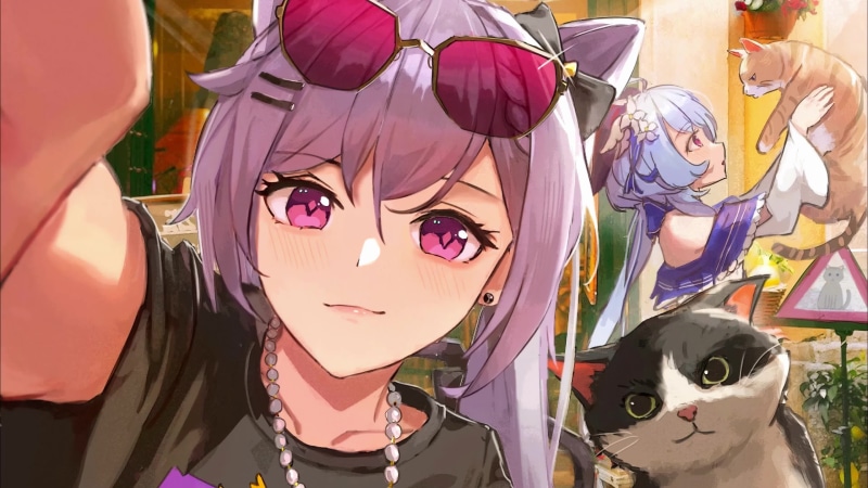 Genshin Impact - Keqing & Ganyu Playing With Cats Live Wallpaper
