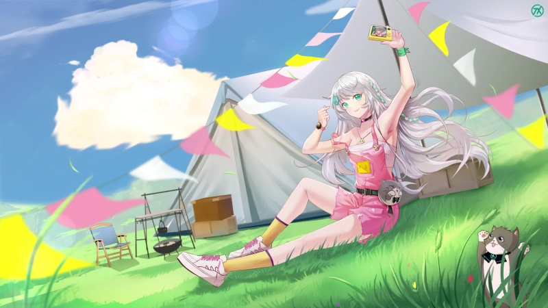 Anime Girl In Romantic Camping Live Wallpaper