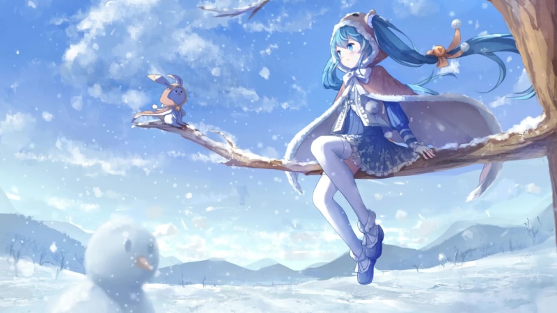 Hatsune Miku-Snow Winterland Vocaloid Live Wallpaper
