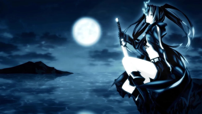 Mato Kuroi Under Moonlight-Black Rock Shooter Live Wallpaper