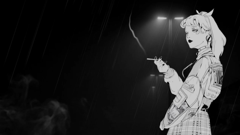 Smoke Girl - Black & White Live Wallpaper