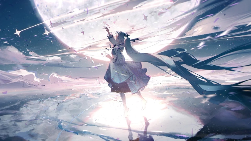 Anime Girl Dancing In The Moon Live Wallpaper