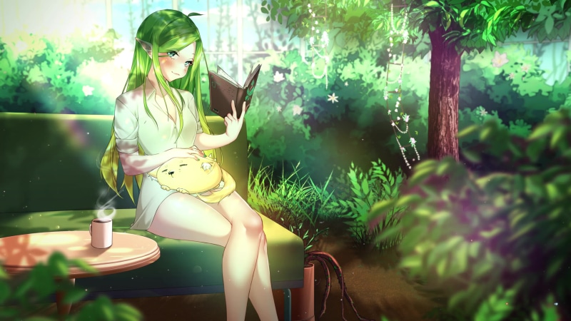 Anime Girl Chill At Reading Corner Live Wallpaper