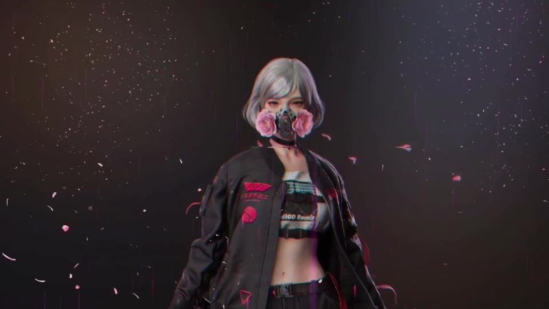 Cyberpunk Schoolgirl With Gas Mask Flower Live Wallpaper