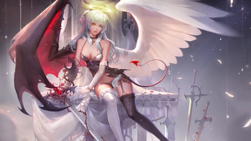 Half Angel Half Demon Battle Girl Live Wallpaper