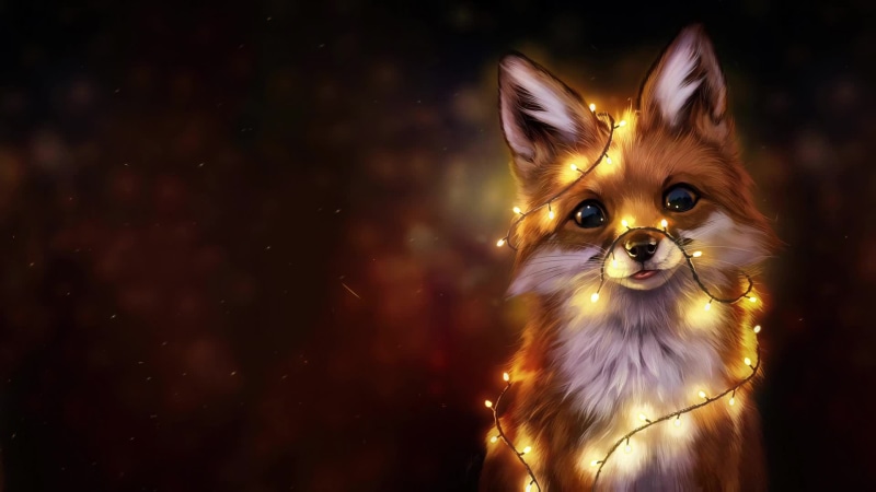 Cute Fox With Fairy Lights Live Wallpaper