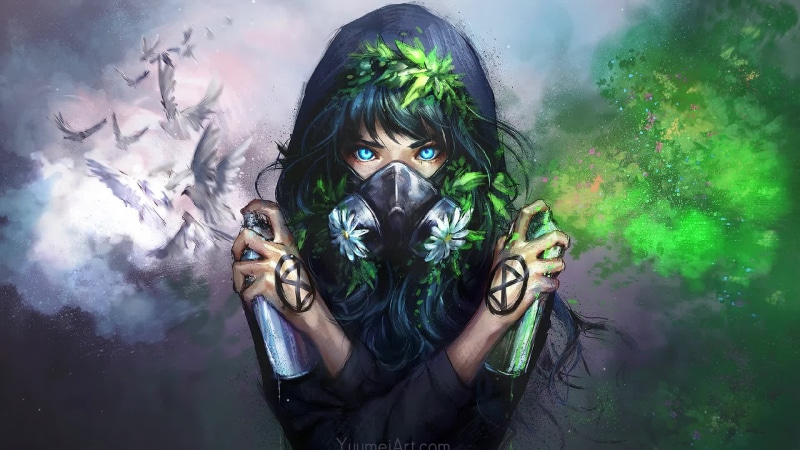 Graffiti Mask Girl Live Wallpaper