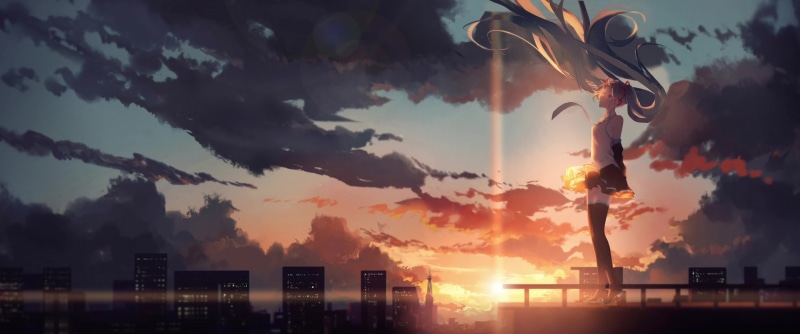 Hatsune Miku In The Sunset Live Wallpaper