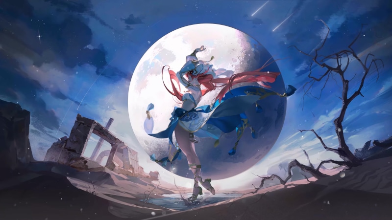 Genshin Impact Nilou And The Moon Live Wallpaper