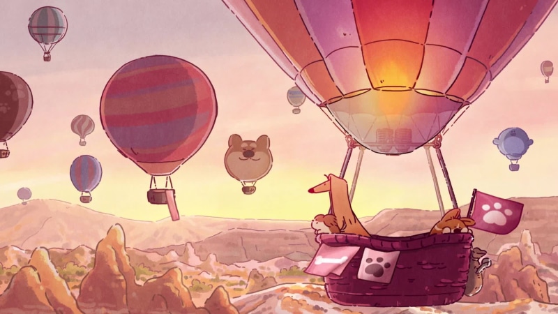Doggie Corgi On Hot Air Balloon Live Wallpaper