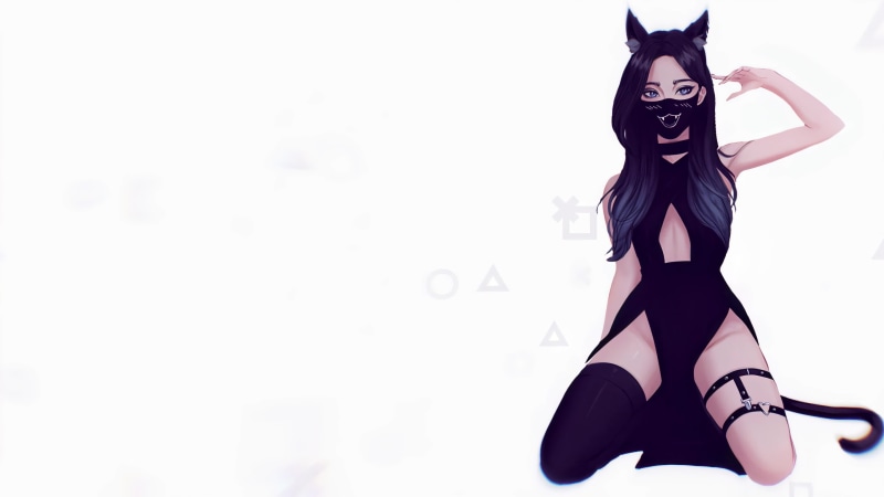 Neko Girl With Animal Ears And Tail Live Wallpaper