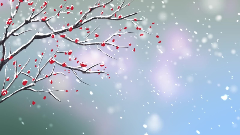 Snowy Flowers Blossom Live Wallpaper