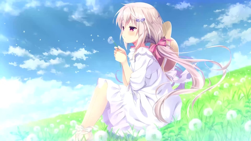 Anime Girl Sitting On The Field Live Wallpaper