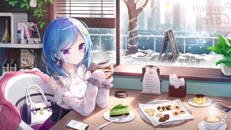 Girl At Cafe Live Wallpaper
